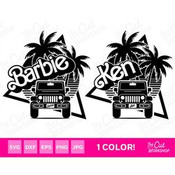 Barbi Offroad 4x4 Car Convertible Pink Babe Retro 80s | 1 Color | SVG PNG JPG Clipart Digital Download Sublimation Cricu