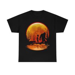 Bigfoot Alien Dog Orange Moon T-Shirt