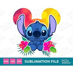 Stitch Tropical Mouse Ears PNG Lilo and Stitch Clipart Images Instant Digital Download Sublimation EPS JPG