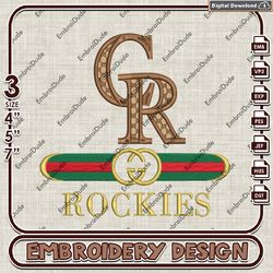 MLB Colorado Rockies Gucci Embroidery Design, MLB Team Embroidery Files, MLB Rockies Machine Embroidery, MLB Design