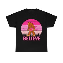 Bigfoot Carrying Pink Ribbon Breast Cancer Awareness T-Shirt