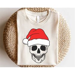Skull Santa hat svg, Skeleton svg, Christmas Skull head svg, Howdy shirt svg, Texas svg, Cowboy svg, Southern shirt svg,