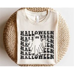 Ghost svg, Stay spooky svg, Cute ghost outline svg, Boo svg, Scary ghost shirt png, Retro Halloween svg, Wavy letters sv