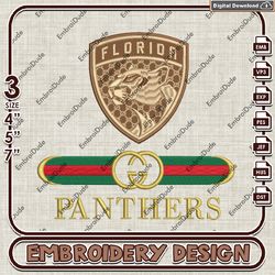NHL Florida Panthers Gucci Embroidery Design, NHL Team Embroidery Files, NHL Panthers Embroidery, Instand Download