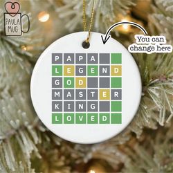 Custom Wordle Ornament, Inspired by Wordle, Wordle Parody Ornament, Bridal Party Gift, Birthday Gift Inspired by Wordle