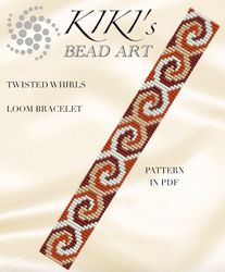 Bead loom pattern Twisted whirls in jewel colours LOOM bracelet pattern in PDF instant download