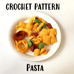 Crochet Pasta Pattern, How to Crochet, Play Food for Children, Crochet Amigurumi Pasta Pattern,