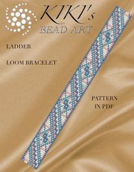 bead loom pattern, ladder loom bracelet bead pattern, cuff design pdf pattern - instant download