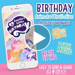 My Little Pony Birthday Party Invitation For Girl, My Little Pony Animated Video Invitation