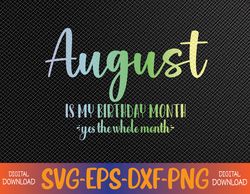 August Is My Birthday Yes The Whole Month Tie Dye Svg, Eps, Png, Dxf, Digital Download