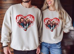 Chucky And Chuckie Sweatshirt ,Funny Couple Sweatshirt, Halloween Shirts For Couples,Funny Valentines Day,Valentines Gif