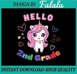 Kids Hello 2nd Grade Girls Unicorn Back To School Teacher Png, First Day Of School Png, Back To School Png, Digital Down