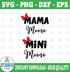 Minnie mouse svg, mama mouse mini mouse svg, clipart, disney svg, cutting files for cricut silhouette, png, dxf, eps, sv