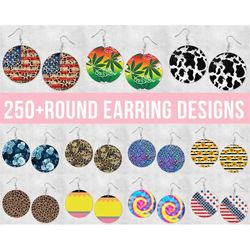 250 Round Earring Sublimation Designs Bundle, Circle Sublimation Jewelry, Sublimate Earring Template, Commercial Use Ear