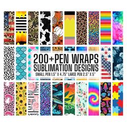 200 png pen wrap bundle, pen wrap sublimation designs, pen waterslide designs, pencil sublimation design, epoxy pen wrap