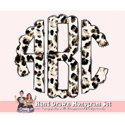 Abstract Leopard Monogram Alphabet Individual Saved Monogram Letters Circle Monogram Scalloped Round Left Middle Right D
