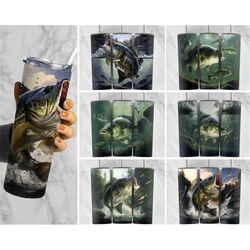 Bass Tumbler Bundle, Fishing Tumbler Wraps for 20 oz Sublimation Tumbler Bundle for Men, Fathers Day Fish Photography PN