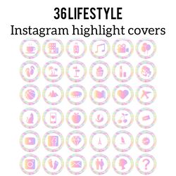 36 Lifestyle Instagram Highlight Icons. Pink Instagram Highlights Images.  Bright Instagram Highlights Icons.