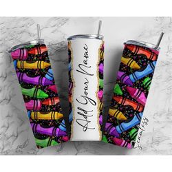 crayons add your own name, 20oz sublimation tumbler designs, skinny tumbler wraps template - 91 pattern