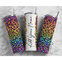 Leopard Print Add Your Own Name, 20oz Sublimation Tumbler Designs, Skinny Tumbler Wraps Template - 5 PATTERN