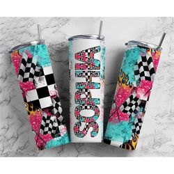 Race Tumbler  Doodle Letter Set, Add Your Own Name, Racer Girl Moto Tumbler Design Seamless Country Sublimation Designs,