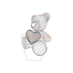 Cute bear with heart 3d illusion lamp vector file