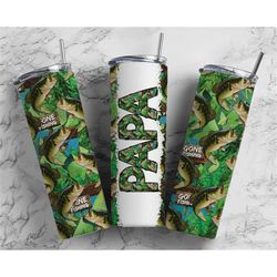 fishing papa sublimation tumbler designs fathers day - dad 20oz skinny tumbler wraps templates - png