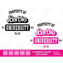 Property of Barbi University 80s Retro Logo | SVG PNG JPG Clipart Digital Download Sublimation Cricut Cut File Eps Dxf