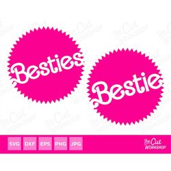 Barbi Besties Bestie Retro Seal Logo Babe Doll Girly Pink | SVG PNG JPG Clipart Digital Download Sublimation Cricut Cut