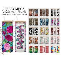 50 25oz Seamless Libbey Mega Bundle, Glass Can Tumbler, Libbey Can wrap, Can Glass Wrap Sublimation Designs, Mothers Day