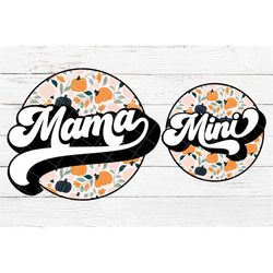 Boho Fall Pumkin Mama Mini Sublimation Design Bundle, Family Mothers Day PNG, Mommy and Me, Retro Vintage Mom life, Moth