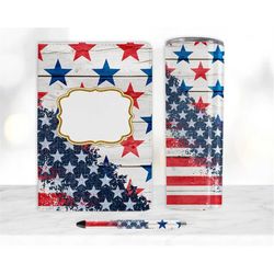 Patriotic 4th July Flag Sublimation Bundle, Journal Template, 20oz Tumbler Design, Pen Wrap Water Slide Epoxy Waterslide