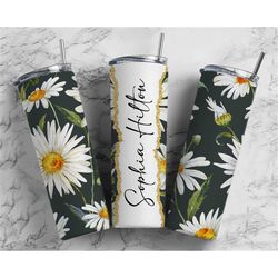 Daisy Seamless Add Your Own Text, Seamless Tumbler, 20oz Seamless Tumbler Designs, Floral tumbler png, Skinny tumbler, S