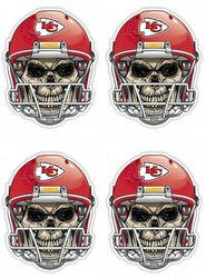 qty of 4 full color 2 inch kansas city chiefs skull vinyl decal sticker