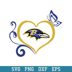 Baltimore Ravens Heart Svg, Baltimore Ravens Svg, NFL Svg, Sport Svg, Png Dxf Eps Digital File