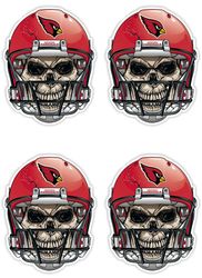 qty of 4 full color 2 inch arizona cardinals skull vinyl decal sticker
