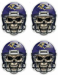 qty of 4 full color 2 inch baltimore ravens skull vinyl decal sticker