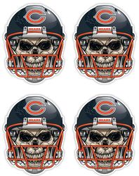 qty of 4 full color 2 inch chicago bears skull vinyl decal sticker