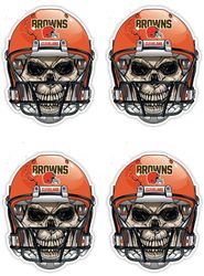 qty of 4 full color 2 inch cleveland browns skull vinyl decal sticker