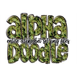 Weed Doodle Alphabet Letters PNG Bundle, 420 Design Hand Drawn Doodle, Marijuana Buds Sublimation Alpha Set Designs PNG
