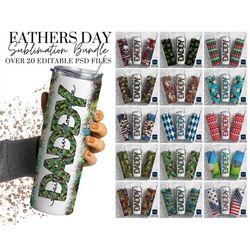 Fathers Day Tumbler Wrap Bundle, Editable Kids Names, Dad Split, Fathers Day Sublimation Design, Add Your Own Name, 20oz