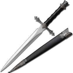 Fantasy Historical Short Sword King Arthur Collectors Knife with Scabbard-Satin Finish Blade,Nylon Fiber Handle,.