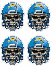 qty of 4 full color 2 inch los angeles chargers skull vinyl decal sticker