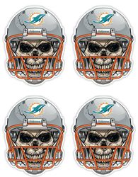 qty of 4 full color 2 inch miami dolphins skull vinyl decal sticker
