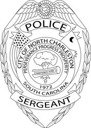 police sergeant badge city of north charleston vector file Black white vector outline or line art file