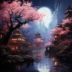 Sakura Under the Moon