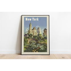 New York Art Print, Travel Poster, Vintage Art Print, Home Wall Art, Download Art Print