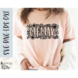 Memaw SVG design - Flower Memaw SVG file for Cricut - Memaw shirt svg -  Memaw floral SVG - Digital Download