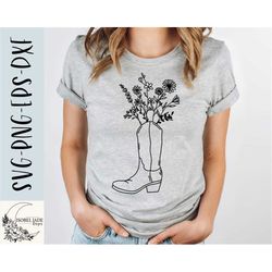 Cowboy boot SVG design - Country girl SVG file for Cricut - Boot flowers SVG - Digital Download