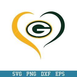 Green Bay Packers Heart Logo Svg, Green Bay Packers Svg, NFL Svg, Png Dxf Eps Digital File